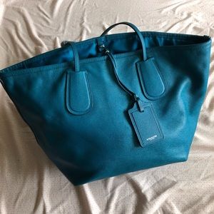 Turquoise Coach Leather Tote